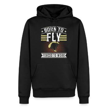 Geboren zu Fliegen Gezwungen zu Arbeiten - Männer Premium Bio Hoodie - Schwarz - Vorne - Nico (187cm)