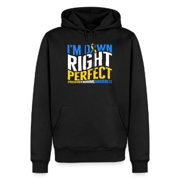 World Down Syndrome Day Shirt, I'm Down Right - Men’s Premium Organic Hoodie - black - Front - Nico (187cm)