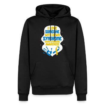 World Down Syndrome Day Shirt, I Love Someone - Men’s Premium Organic Hoodie - black - Front - Nico (187cm)