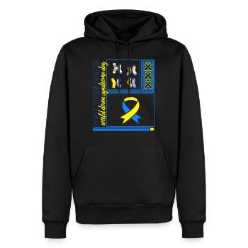 World Down Syndrome Day Shirt, Rock Your Socks - Men’s Premium Organic Hoodie - black - Front - Nico (187cm)