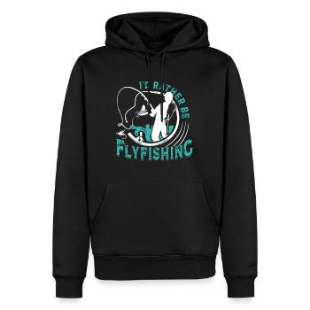 Fliegenfischen I´d rather be Flyfishing Angeln - Männer Premium Bio Hoodie - Schwarz - Vorne - Nico (187cm)