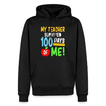 My Teacher Survived 100 Days Of Me 100 School Days - Men’s Premium Organic Hoodie - black - Front - Nico (187cm)