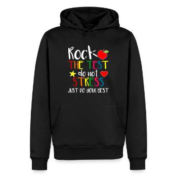 Rock The Test Teacher Test Day Journée de test Journée de test Drôle T - Sweat à capuche Premium bio Homme - noir - Devant - Nico (187cm)
