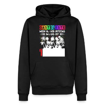 Gästeliste Mein 16. Geburtstag Im August Teenager - Männer Premium Bio Hoodie - Schwarz - Vorne - Nico (187cm)