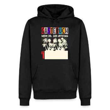 Witziges Gästebuch 20. Geburtstag Unterschreiben - Männer Premium Bio Hoodie - Schwarz - Vorne - Nico (187cm)