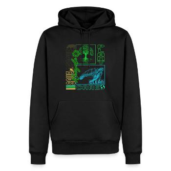 Earth Shirt, Save Rescue Recycle Plant Clean Care - Sweat à capuche Premium bio Homme - noir - Devant - Nico (187cm)