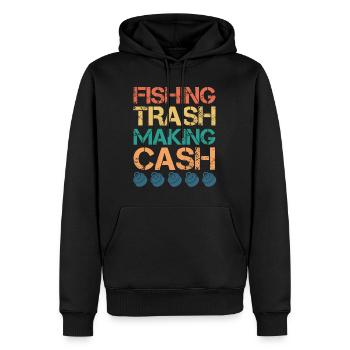 Magnetfischer Fishing Trash making Cash - Männer Premium Bio Hoodie - Schwarz - Vorne - Nico (187cm)
