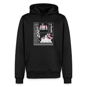 Washington DC Shirt, Cherry Blossom Floral Pop - Men’s Premium Organic Hoodie - black - Front - Nico (187cm)