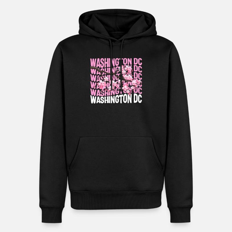 Washington DC Hemd, Kirschblüte Blumen-Pop - Männer Premium Bio Hoodie - Schwarz