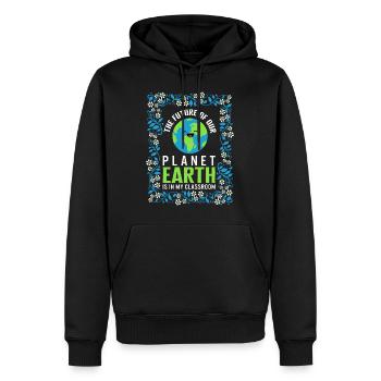 Earth Shirt, Die Zukunft des Planeten Erde - Männer Premium Bio Hoodie - Schwarz - Vorne - Nico (187cm)