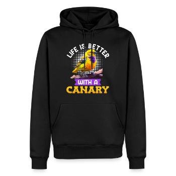 La vie est meilleure avec une volière canarienne - Sweat à capuche Premium bio Homme - noir - Devant - Nico (187cm)