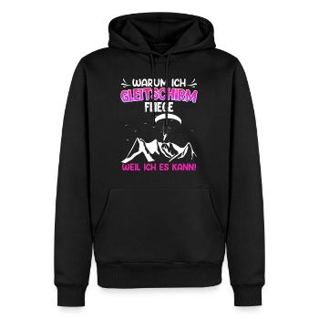 Paraglider Warum ich Gleitschirm fliege - Männer Premium Bio Hoodie - Schwarz - Vorne - Nico (187cm)