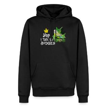 Piepmatz Yep I talk to Budgies Wellensittiche - Männer Premium Bio Hoodie - Schwarz - Vorne - Nico (187cm)