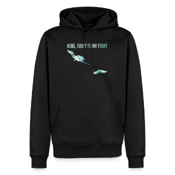 Harpunen Speerfischen Hier Fischi Fischi Fischjagd - Männer Premium Bio Hoodie - Schwarz - Vorne - Nico (187cm)