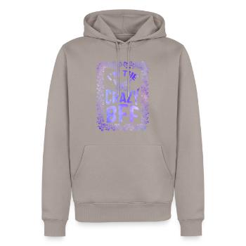 Chemise de l’amitié, Je suis le t-shirt floral Fou BFF, - Sweat à capuche Premium bio Homme - taupe - Devant - Nico (187cm)