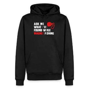 Magnetangler Frag was ich beim Magnetfischen fand - Männer Premium Bio Hoodie - Schwarz - Vorne - Nico (187cm)