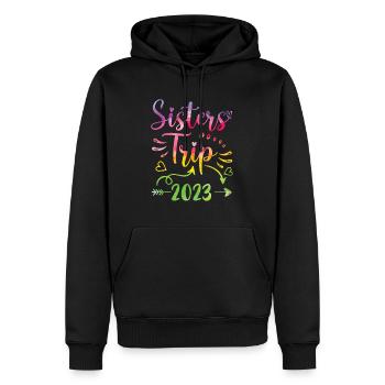 Tie-Dye Sister's Road Trip 2023, Cute Sisters Week - Men’s Premium Organic Hoodie - black - Front - Nico (187cm)
