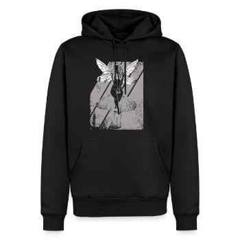 Feenhemd, Fairycore sitzt im Pilz und - Männer Premium Bio Hoodie - Schwarz - Vorne - Nico (187cm)