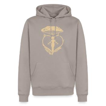 Chemise de fée, Champignon de cœur de conte de fées - Sweat à capuche Premium bio Homme - taupe - Devant - Nico (187cm)