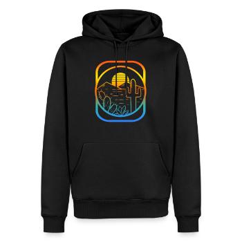Chemise de camping, Desert Sunset Cactus Tee, Desert - Sweat à capuche Premium bio Homme - noir - Devant - Nico (187cm)