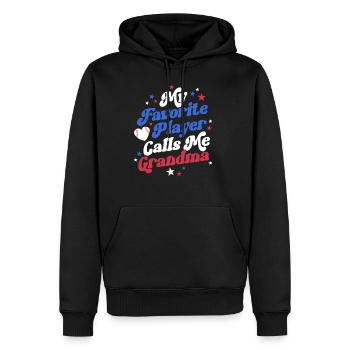 Mon joueur préféré m’appelle grand-mère rétro - Sweat à capuche Premium bio Homme - noir - Devant - Nico (187cm)