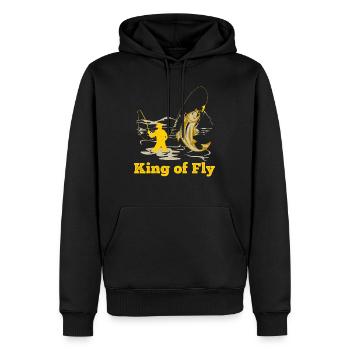 Fly Angler King of Fly fishing Fly Fishing - Sweat à capuche Premium bio Homme - noir - Devant - Nico (187cm)