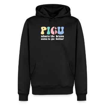 Infirmière de l’USIP Rétro Peds Infirmière Pédiatrique Intensive - Sweat à capuche Premium bio Homme - noir - Devant - Nico (187cm)
