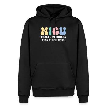 NICU Krankenschwester Retro Neugeborenen-Intensivstation Winzig - Männer Premium Bio Hoodie - Schwarz - Vorne - Nico (187cm)