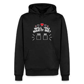 Willst du mich heiraten Heiratsantrag Grafik Hochzeit Verlobung - Männer Premium Bio Hoodie - Schwarz - Vorne - Nico (187cm)