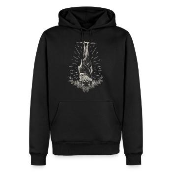 Gothic Shirt, Hanging Vampire Bat Dark Academia - Men’s Premium Organic Hoodie - black - Front - Nico (187cm)