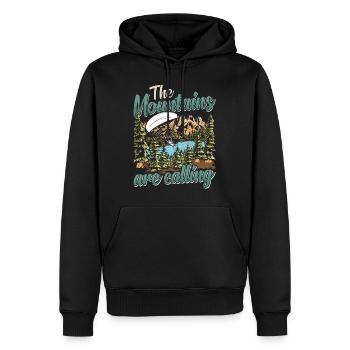 Mountaineering The Mountains are Calling - Men’s Premium Organic Hoodie - black - Front - Nico (187cm)