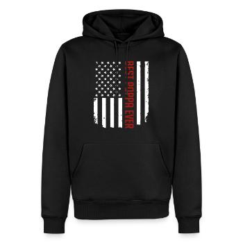 Herren Amerikanische Flagge Dad - Männer Premium Bio Hoodie - Schwarz - Vorne - Nico (187cm)
