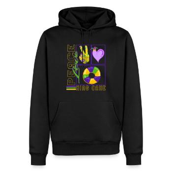 Chemise Mardi Gras Fleur De Lis, Peace Love King - Sweat à capuche Premium bio Homme - noir - Devant - Nico (187cm)