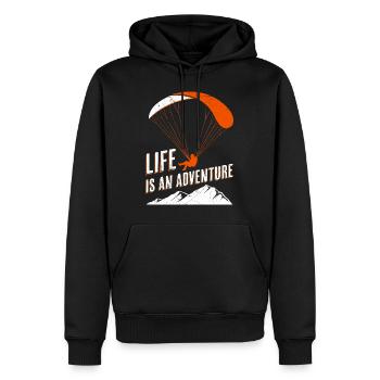 Parapente La vie est une aventure - Sweat à capuche Premium bio Homme - noir - Devant - Nico (187cm)