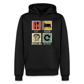 Waller Angeln Eat Sleep Noodling Repeat - Männer Premium Bio Hoodie - Schwarz - Vorne - Nico (187cm)