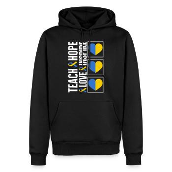 World Down Syndrome Day Shirt, Teach Hope Love - Men’s Premium Organic Hoodie - black - Front - Nico (187cm)