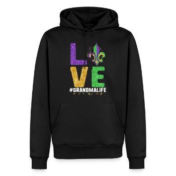 Ich liebe Oma Leben Mardi Gras Oma Fleur - Männer Premium Bio Hoodie - Schwarz - Vorne - Nico (187cm)
