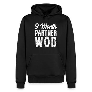 9 Monate Partner WOD Workout Laufen Schwangerschaft - Männer Premium Bio Hoodie - Schwarz - Vorne - Nico (187cm)