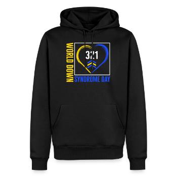 World Down Syndrome Day Shirt, 321 Three Arrows - Men’s Premium Organic Hoodie - black - Front - Nico (187cm)