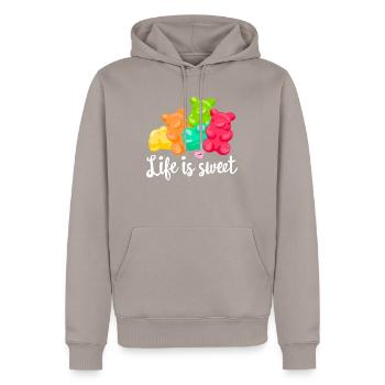 Jelly Gummies T-shirt Soft Sugar Candy Fruity - Sweat à capuche Premium bio Homme - taupe - Devant - Nico (187cm)