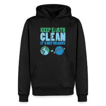 Halte die Erde sauber, es ist nicht Uranus - Männer Premium Bio Hoodie - Schwarz - Vorne - Nico (187cm)
