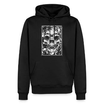 Chemise squelette, phases lunaires Crâne de loup Viking - Sweat à capuche Premium bio Homme - noir - Devant - Nico (187cm)