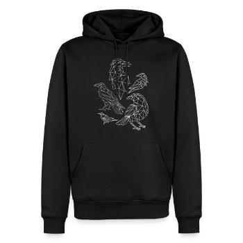 Chemise gothique, Oiseau gothique géométrique Corbeau Polygonal - Sweat à capuche Premium bio Homme - noir - Devant - Nico (187cm)