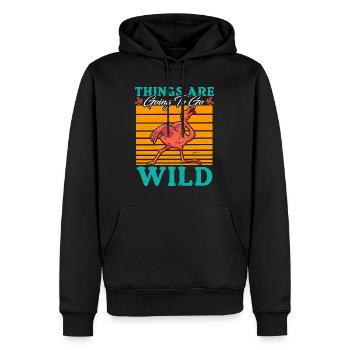 Fête Flamingo Les choses vont être sauvages - Sweat à capuche Premium bio Homme - noir - Devant - Nico (187cm)