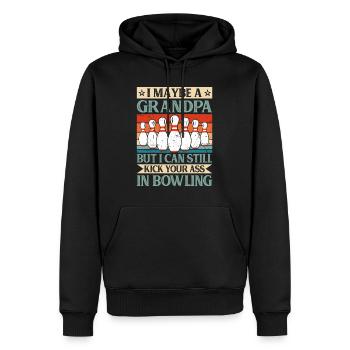 Grand-père de bowling Je suis peut-être un grand-père joueur de bowling - Sweat à capuche Premium bio Homme - noir - Devant - Nico (187cm)