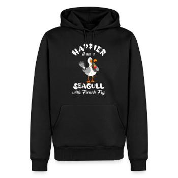 Plus heureux qu’une mouette frites Mouettes - Sweat à capuche Premium bio Homme - noir - Devant - Nico (187cm)