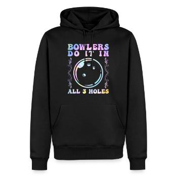 Bowlers Do it in All 3 Holes Lustig Bowling Männer - Männer Premium Bio Hoodie - Schwarz - Vorne - Nico (187cm)