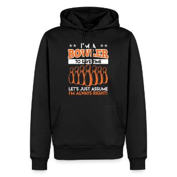 Bowling drôle Je suis Bowler Bowling - Sweat à capuche Premium bio Homme - noir - Devant - Nico (187cm)