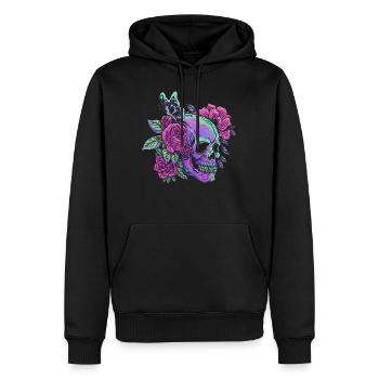 Chemise squelette, néon Skull Roses Squelette gothique - Sweat à capuche Premium bio Homme - noir - Devant - Nico (187cm)