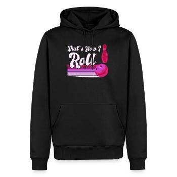 Bowlingspieler How I Roll Bowling Shirt - Männer Premium Bio Hoodie - Schwarz - Vorne - Nico (187cm)